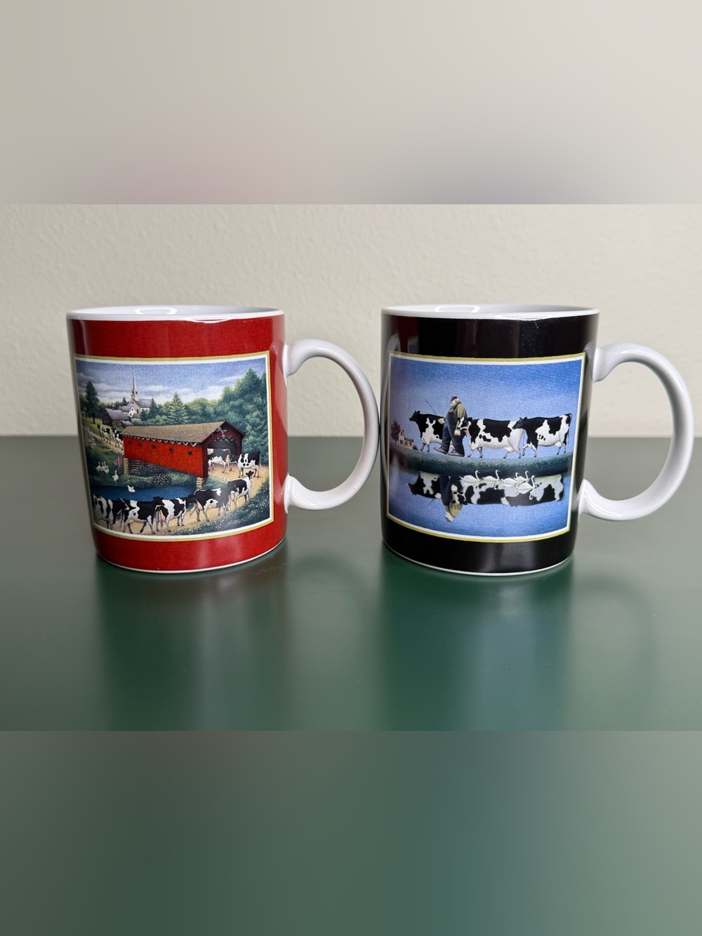 Vintage 1996 Lowell Herrero Cow Mugs Set of 2 Lang & Wise Fine Gifts
